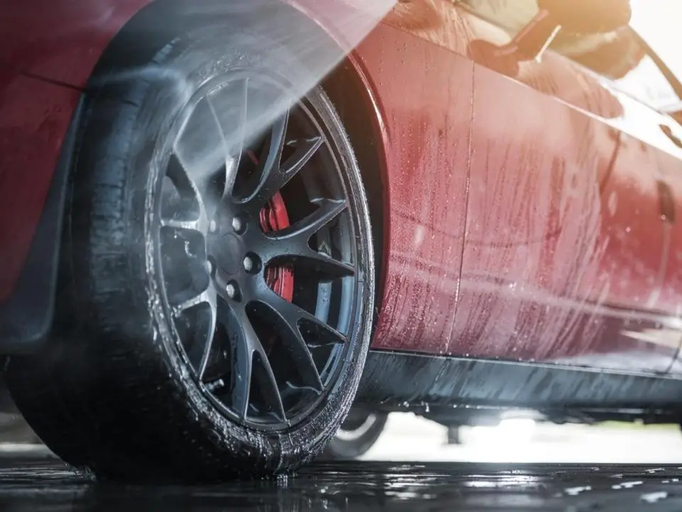 mustang convertible through car wash